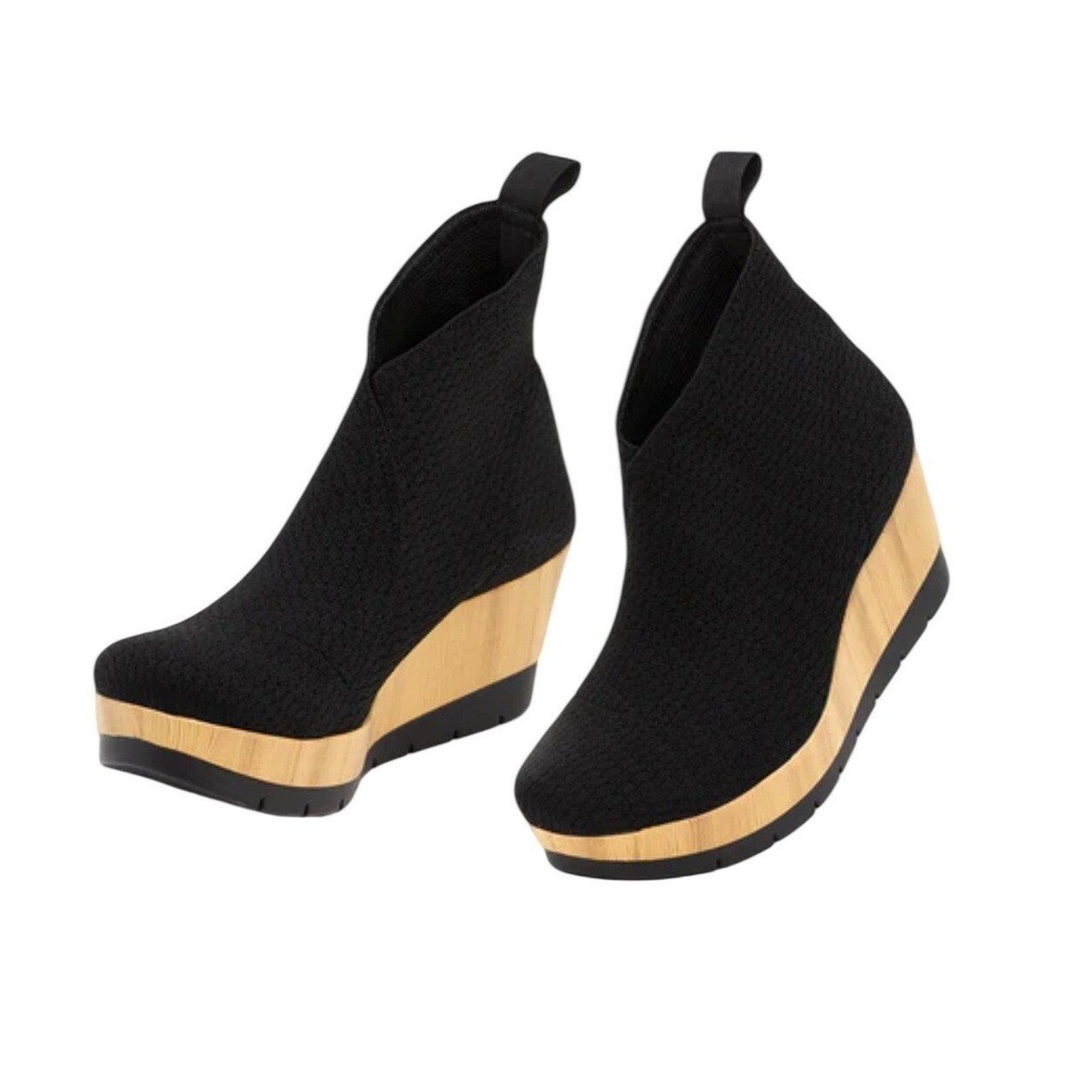 Charleston Shoe Co Sumter Black Knit Wedge Sock Bootie Quiet Luxury 10 Lagenlook